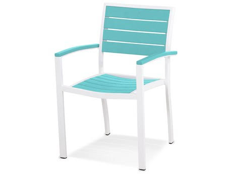 POLYWOOD Euro Recycled Plastic Dining Arm Chair Black POLYWOOD / Textured Black Aluminum - 190609046162