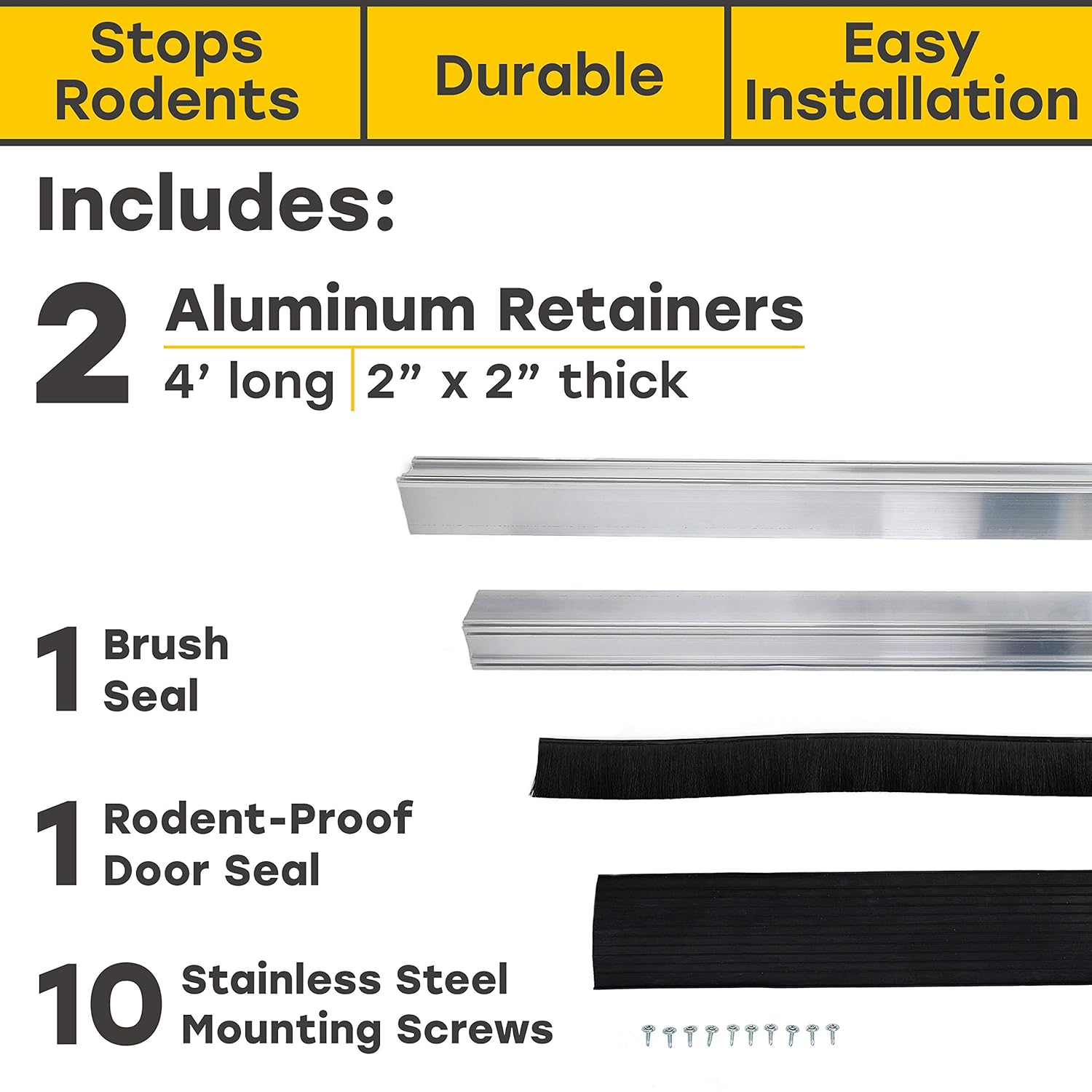 Xcluder X2 Rodent Proof Garage Door Seal Kit; 8ft. x 2.0in. x 2.0in. Individual Pest Control Retainer; Suitable for Residential or Commerical Use, Black