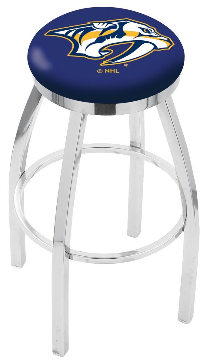 Holland Bar Stool 25x22 Chrome Nashville Predators Swivel Bar Stool with Accent Ring