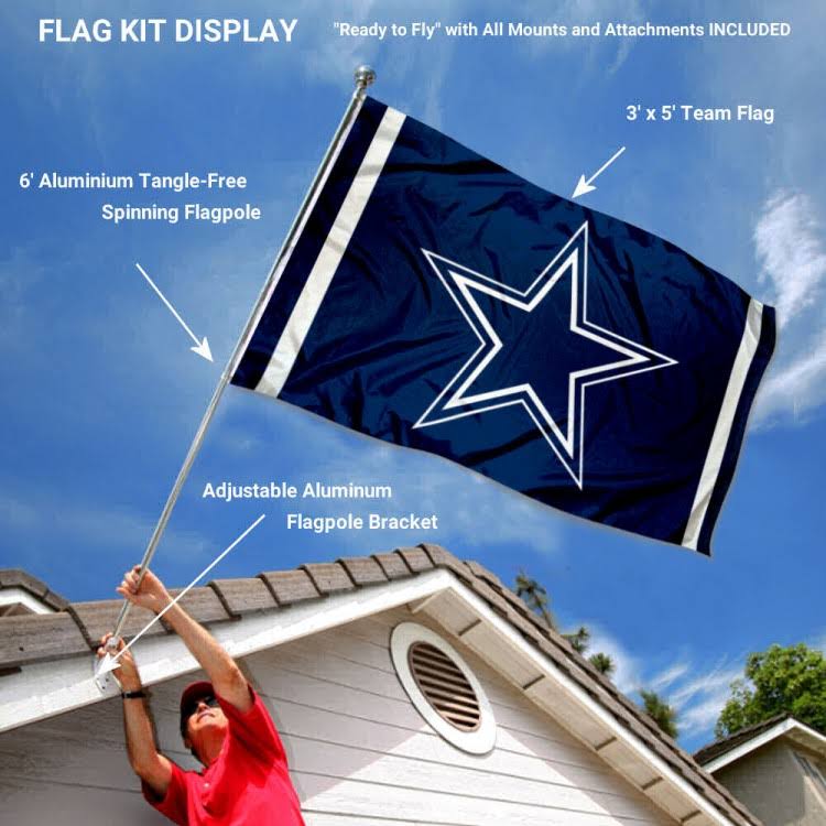 Dallas Cowboys Flag Pole and Bracket Kit