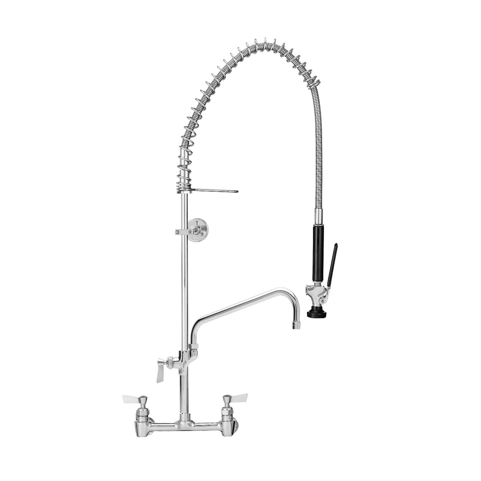 Fisher (34460) Backsplash Mounted Pre-Rinse Faucet with Wall Bracket u0026 8x22 Centers, 12x22 Add-On Swing Faucet