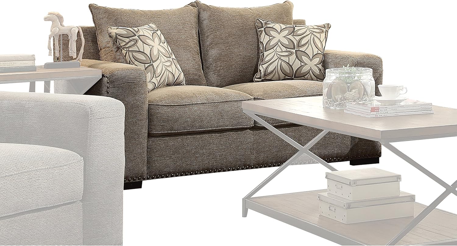 ACME Furniture storage ottoman, Gray Chenille