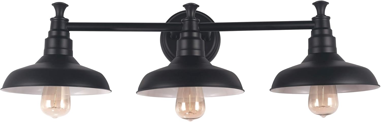 Design House 588533 Kimball Industrial Farmhouse Indoor Light with Metal Shade, Vanity, Matte Black