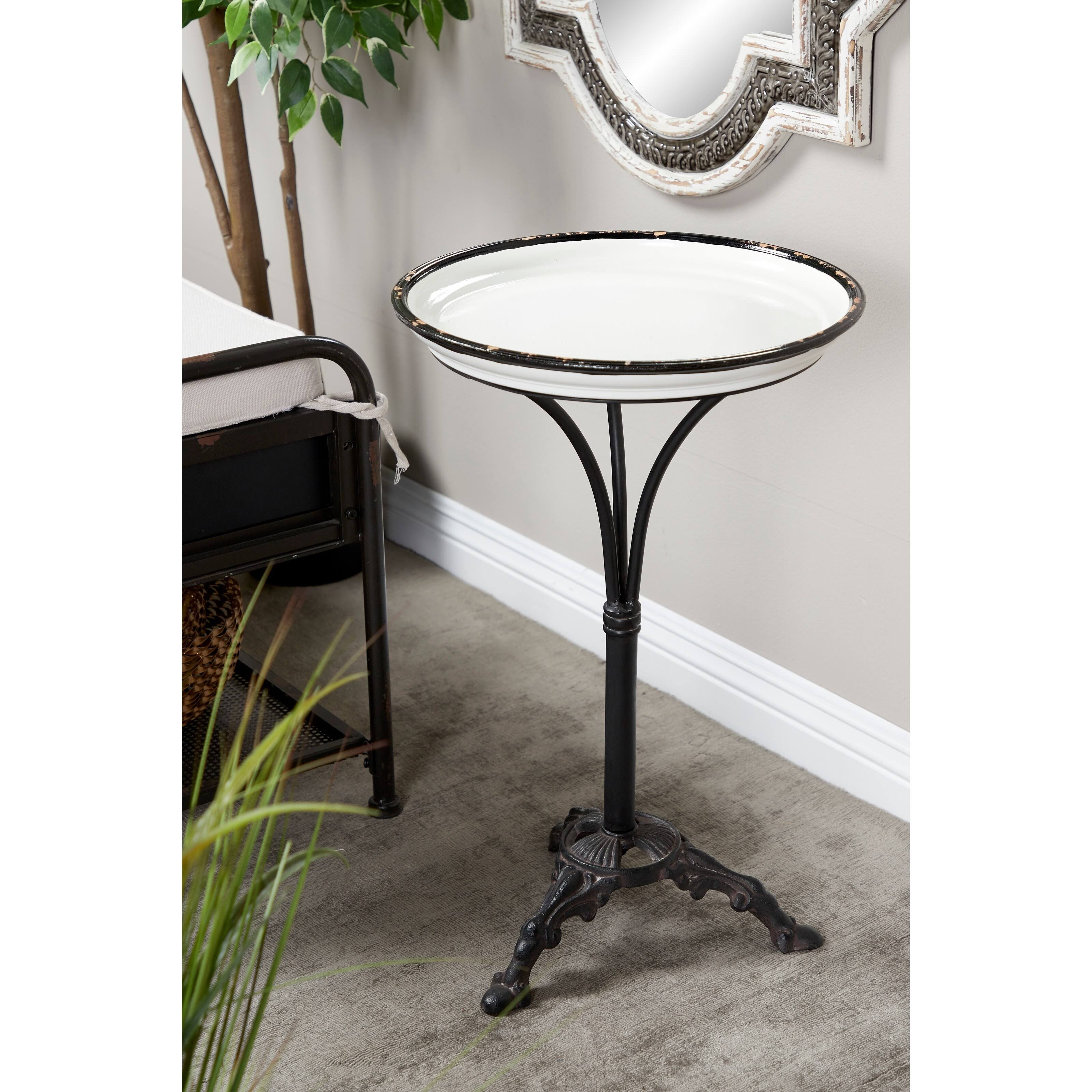 Traditional 24 x 15 inch Traditional Round Accent Table Black Traditional
