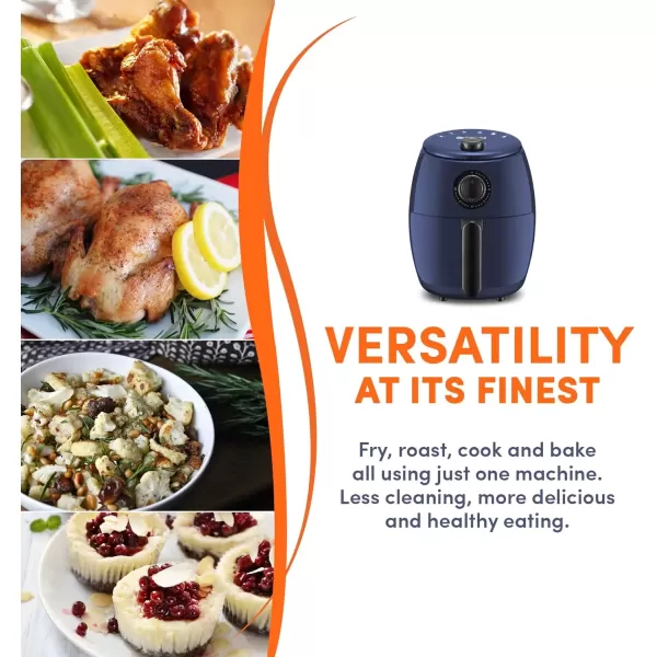 Air Fryers EAF-0201BG Personal 2.1 Qt. Compact Space Saving Electric Hot Air Fryer Oil-Less Healthy Cooker, Timer & Temperature Controls, 1000W, Quart, Blue Gray(Blue Gray)