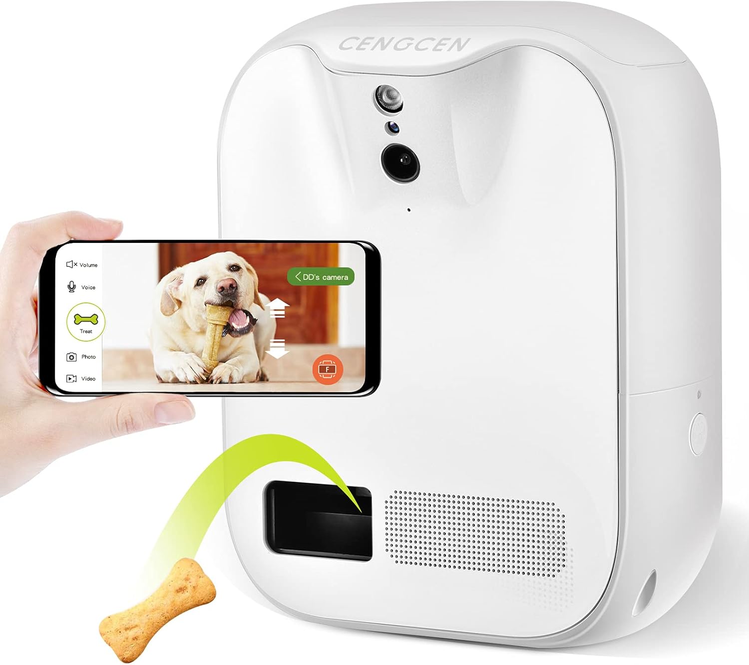 CENGCEN Pet Camera Treat Dispenser, 5G WiFi & 16G TF Card Cloud Storage Included for More Spaces, Two-Way Audio 130°View for Dog Treat Dispenser, Night Vision, Wall Mounted, Android/iOS Compatible