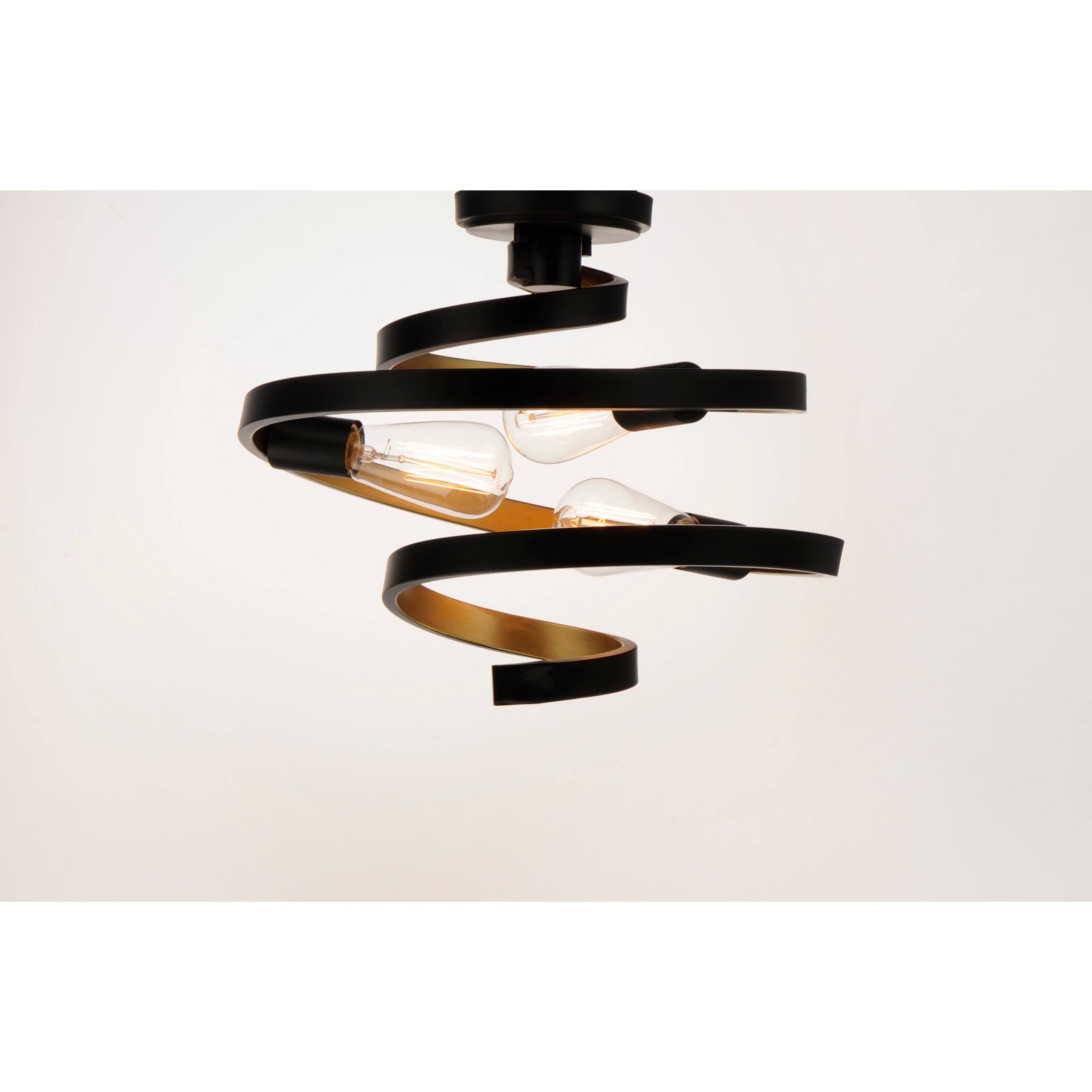 Maxim Twister 3-Light Semi-Flush Mount - Black / Gold - 12230BKGLD