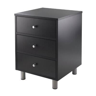 Aniyja 3 - Drawer Nightstand in Black Ebern Designs