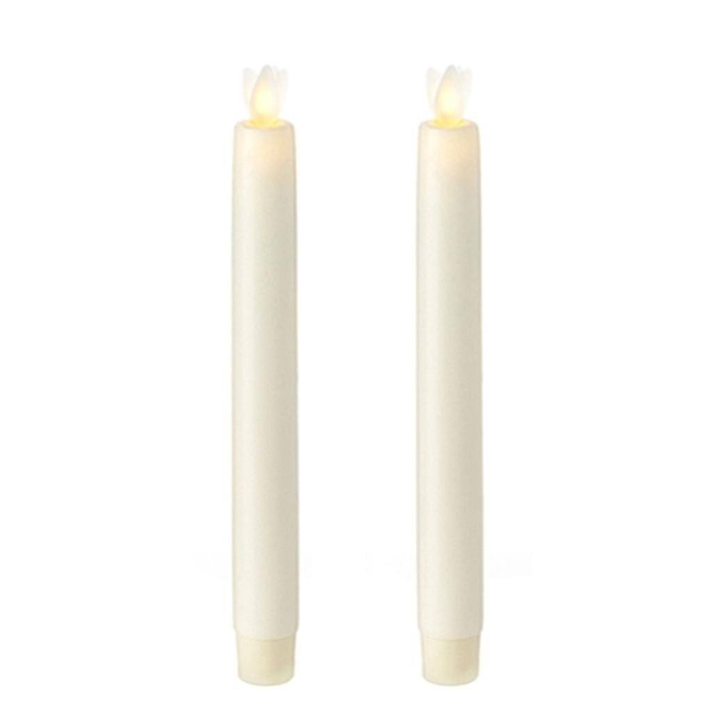 Liown 16234 - 8x22 Ivory Wax LED Taper Candles with Timer (2 Pack)