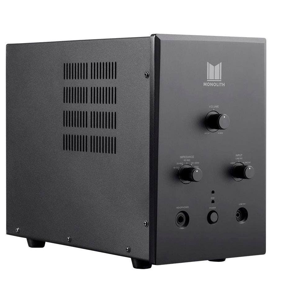 Monolith Tube Amp Headphone Amplifier - Black with Ess ES9018 Sabre Chip DAC | Impedance Selector | Tube Sound