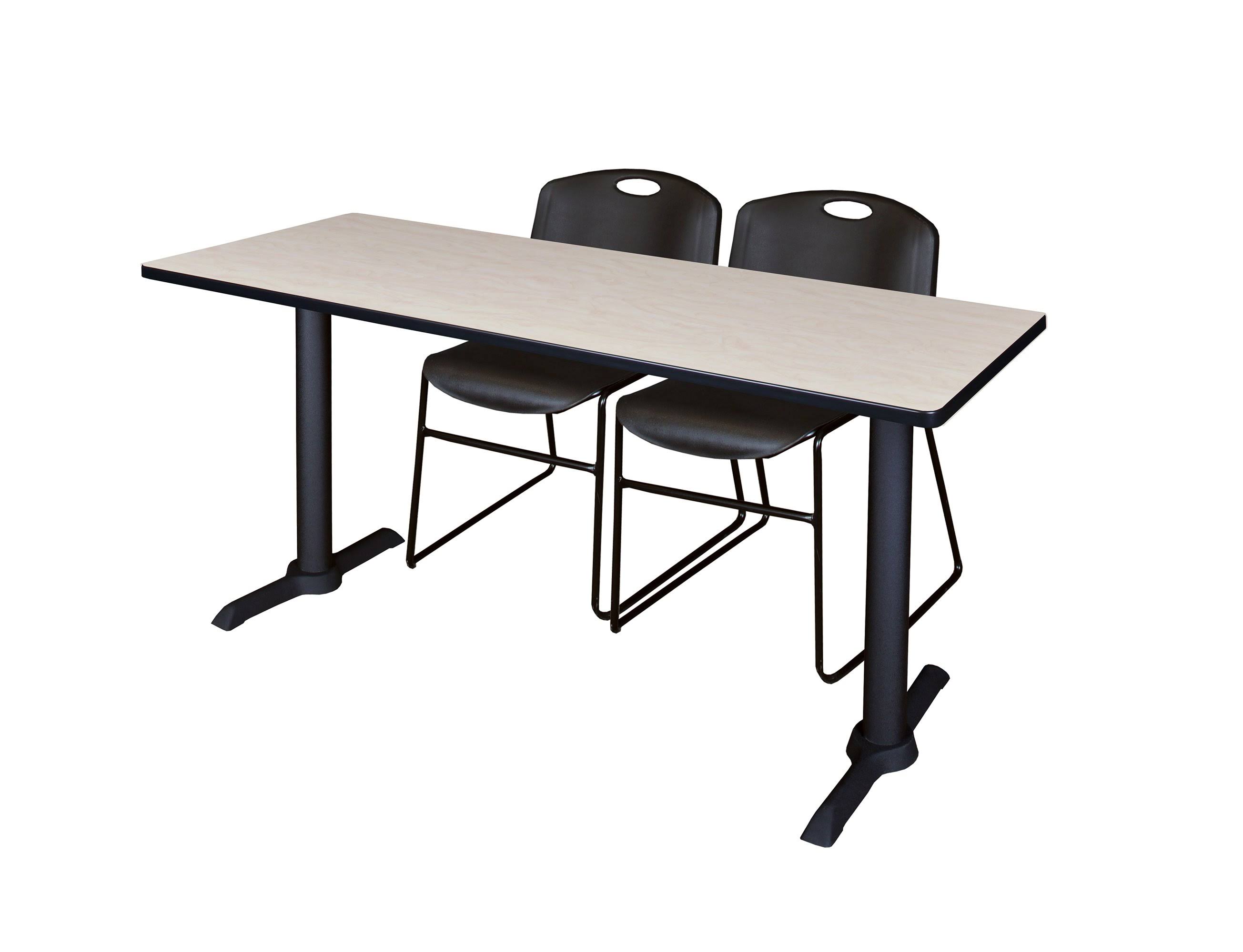 Regency Cain 60x22 x 24x22 Training Table- Maple u0026 2 Zeng Stack Chairs- Black