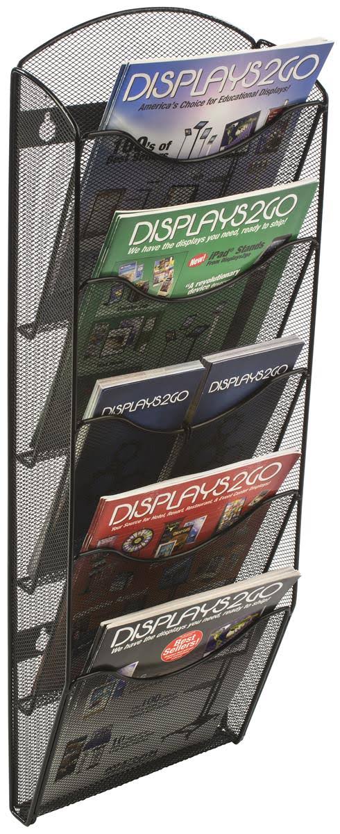 Hanging Mesh Magazine Rack with 5 Half View Pockets
