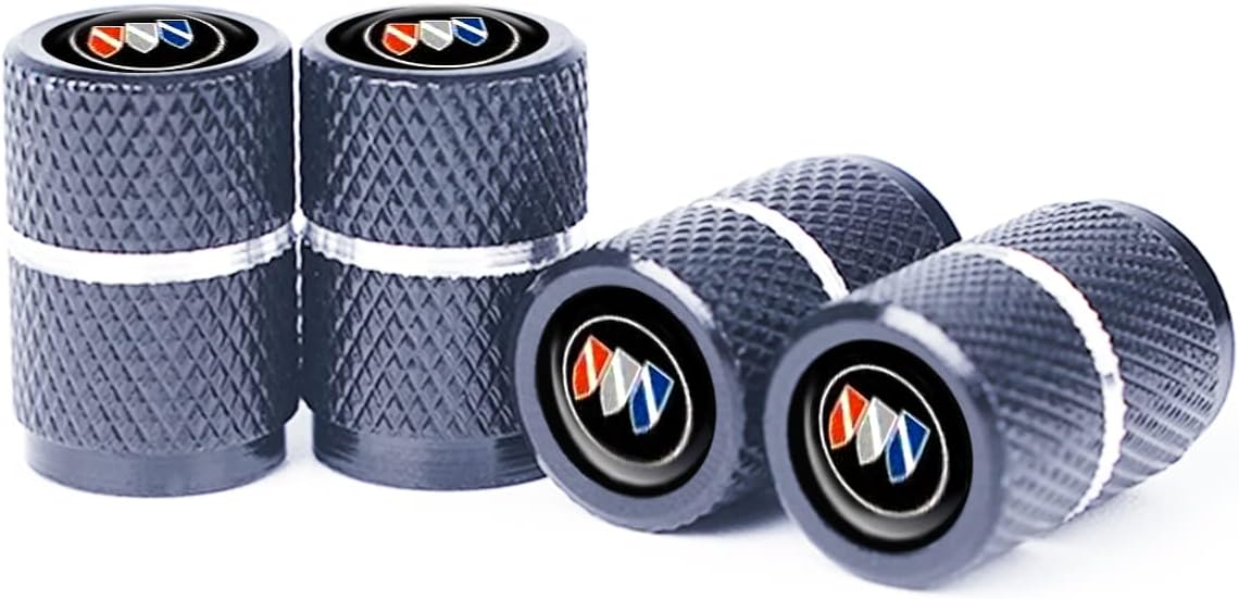 Suitable for Buick Enclave Regal Encore Lacrosse Lesabre Reatta car Wheel tire Valve stem Cover Logo Personalized Decorative Accessories (4 Pieces of Gray)