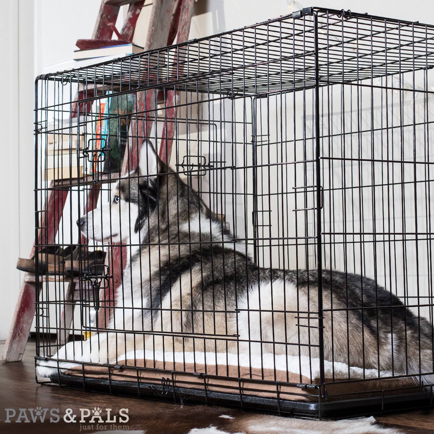 Oxgord Metal Double Door Pet Crate, Black