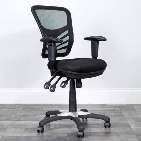 Flash Furniture Mid-Back Black Mesh Multifunction Executive Swivel Ergonomic Office Chair with Adjustable Arms