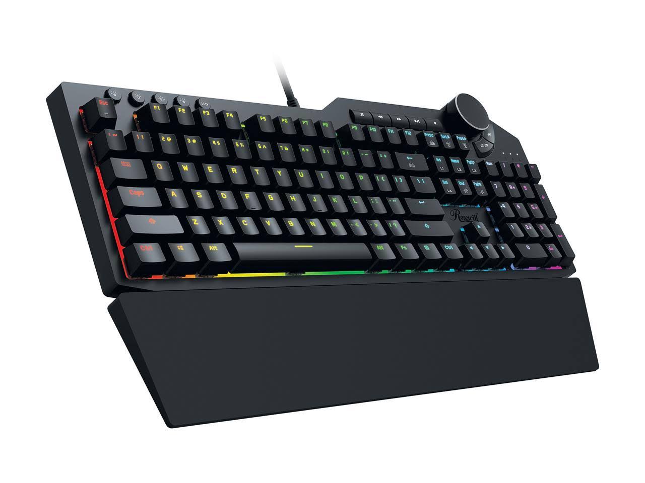 Rosewill Mechanical Gaming Keyboard, 15 RGB Backlit Modes,2-Port USB Passthrough