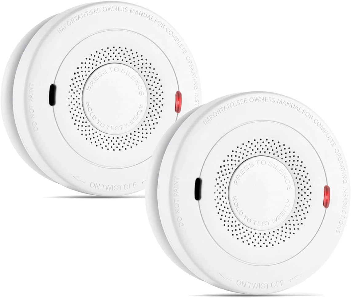 Smoke and Carbon Monoxide Detector Alarm 10 Year Battery Operated (Not Hardwired), Photoelectric CO Smoke Alarm Combo Alarm with Silence Function, Compliant with UL 217 & UL 2034 Standards - 2 Pack Pack of 2