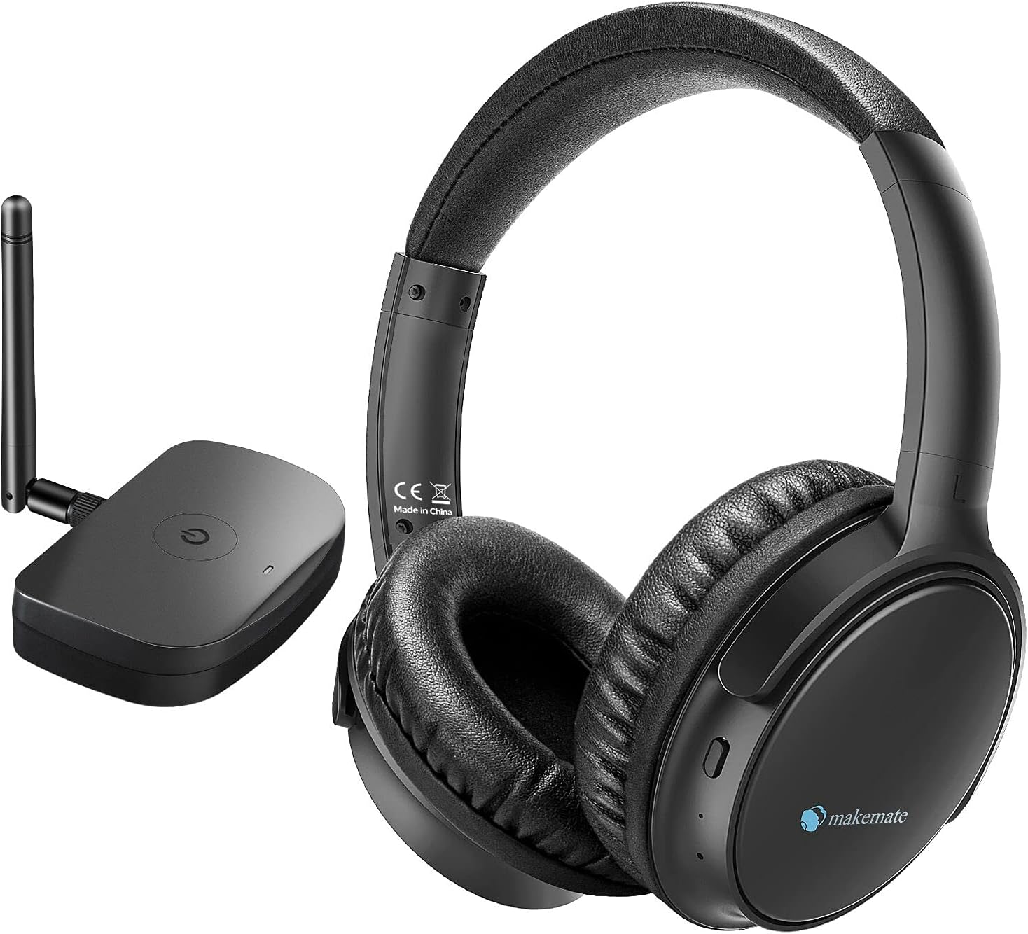 Wireless Headphones for TV Watching with Optical Bluetooth Transmitter, makemate BKM200 Digital TV Headsets, Easy Plug & Charge, up to 165ft Wireless Range, Crystal Stereo for Most TVs - Black