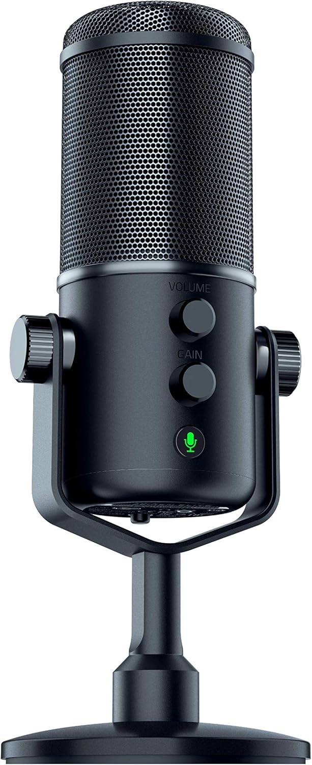 Razer Seiren Elite USB Streaming Microphone: Professional Grade High-Pass Filter - Built-In Shock Mount - Supercardiod Pick-Up Pattern - Anodized Aluminum - Classic Black