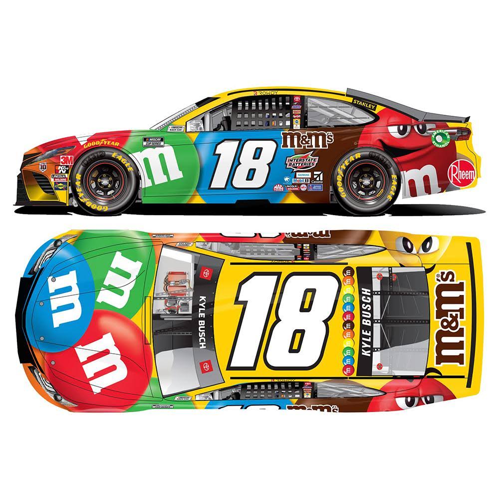 Action Racing Kyle Busch 2021 #18 Mu0026m&s 1:24 Elite Die-Cast Toyota Camry