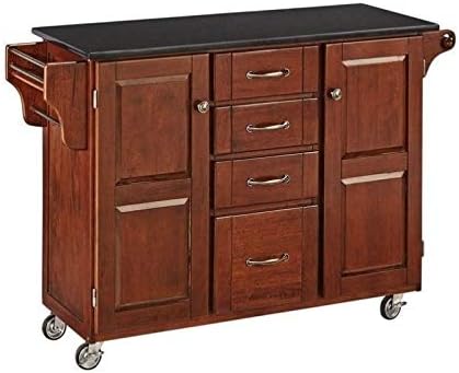 Hawthorne Collections Granite Top Kitchen Cart in Cherry and Black