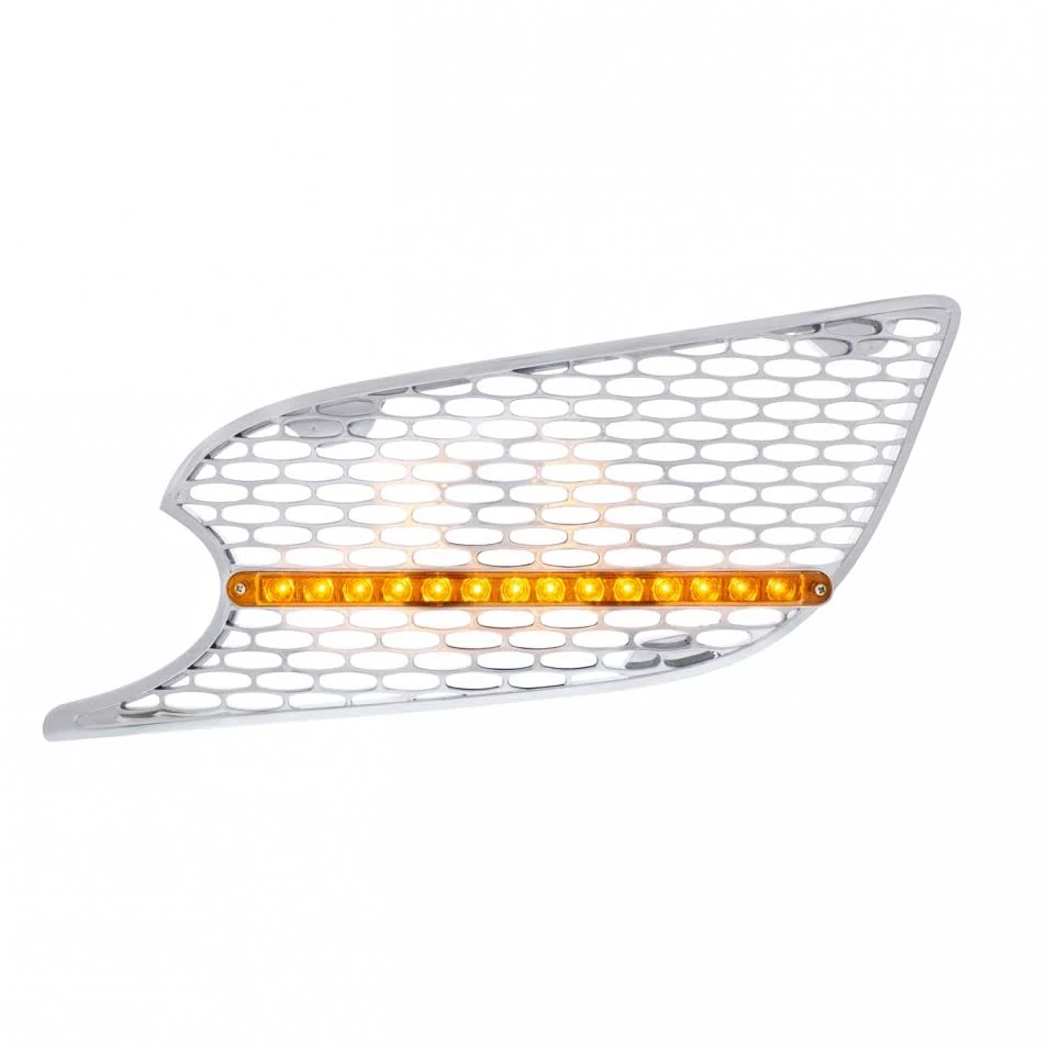 United Pacific 41775 Peterbilt 579 Chrome Air Intake Grille with Dual Function Amber LED Light Bar L46-6062 L46-6062R