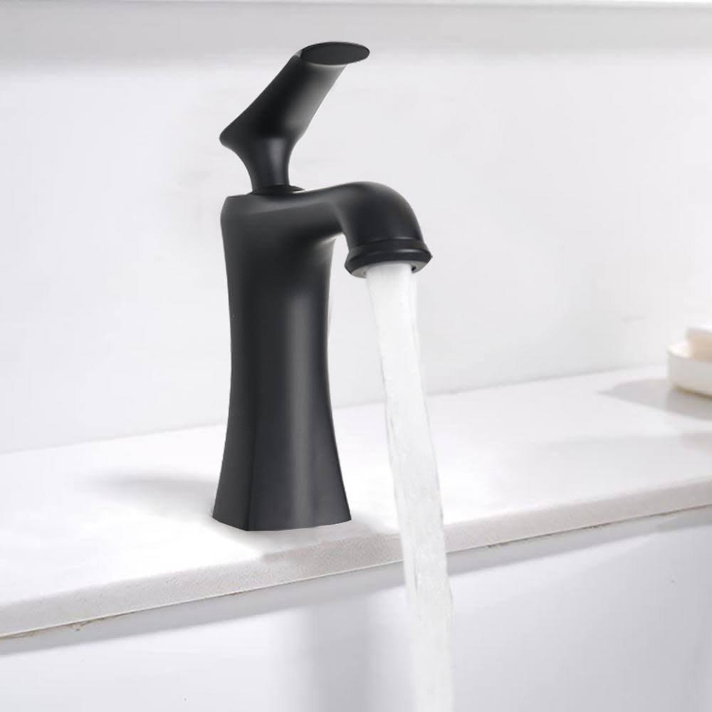 Magic Home Single Handle Single Hole Bathroom Faucet in Matte Black