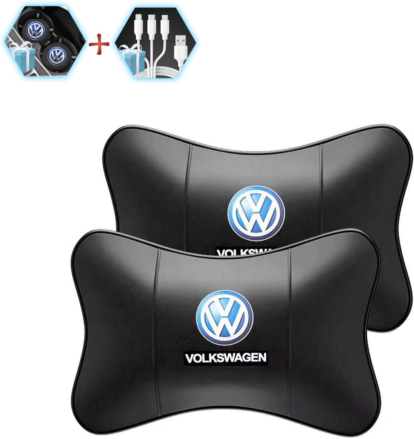 Professional Custom Fit for Jaguar Thickened Foam Car Neck Pillow Soft Leather Headrest (2 Pieces) for Driving Home Office Designed for Jaguar Accessories (for Jaguar,Black)