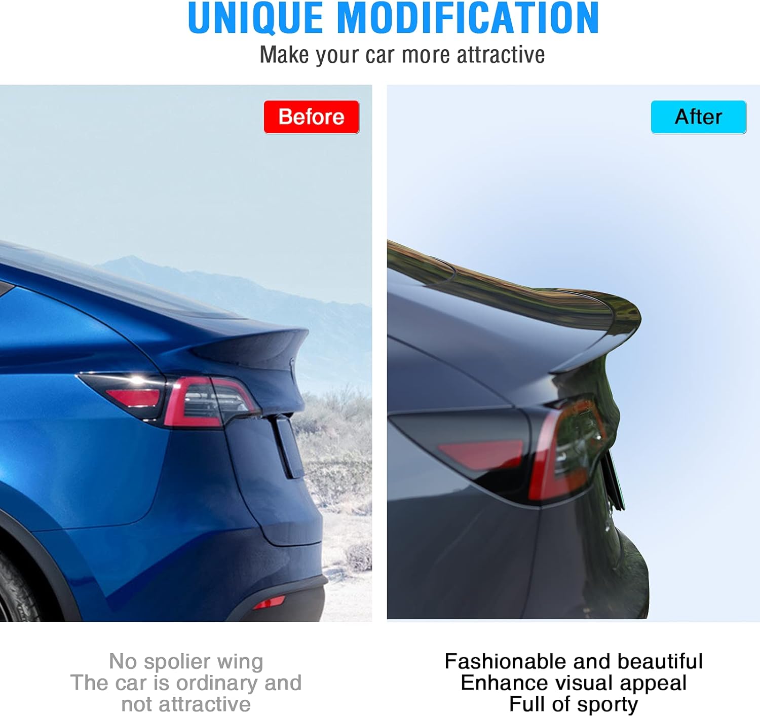 Carwiner Tesla Model Y Trunk Spoiler Wing ABS OEM Style Rear Trunk Spoiler Wing Performance Carbon fiber Sport Accessories 2020 2021 (Matte Black)
