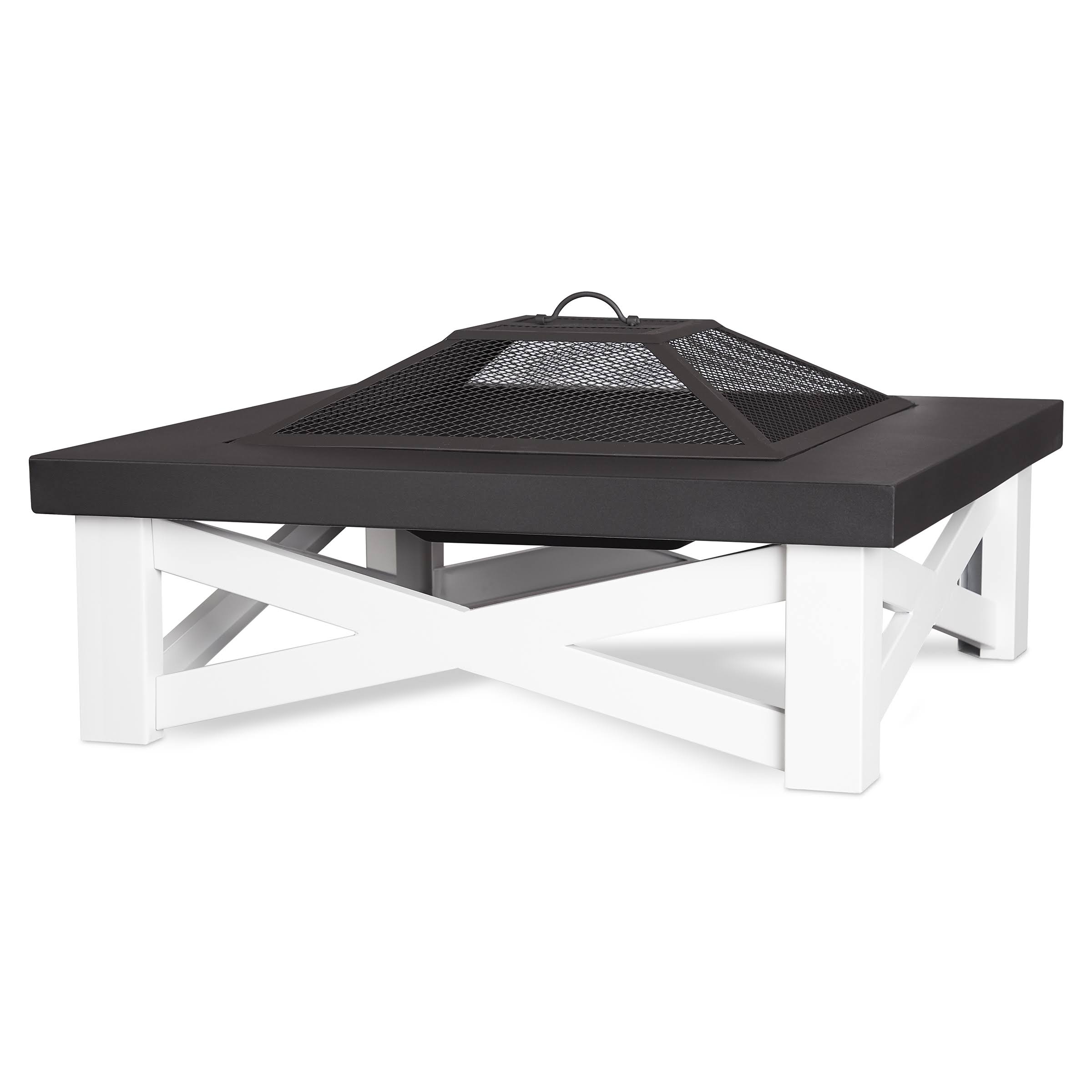 Real Flame Austin Wood-Burning Fire Table in White with Black Top