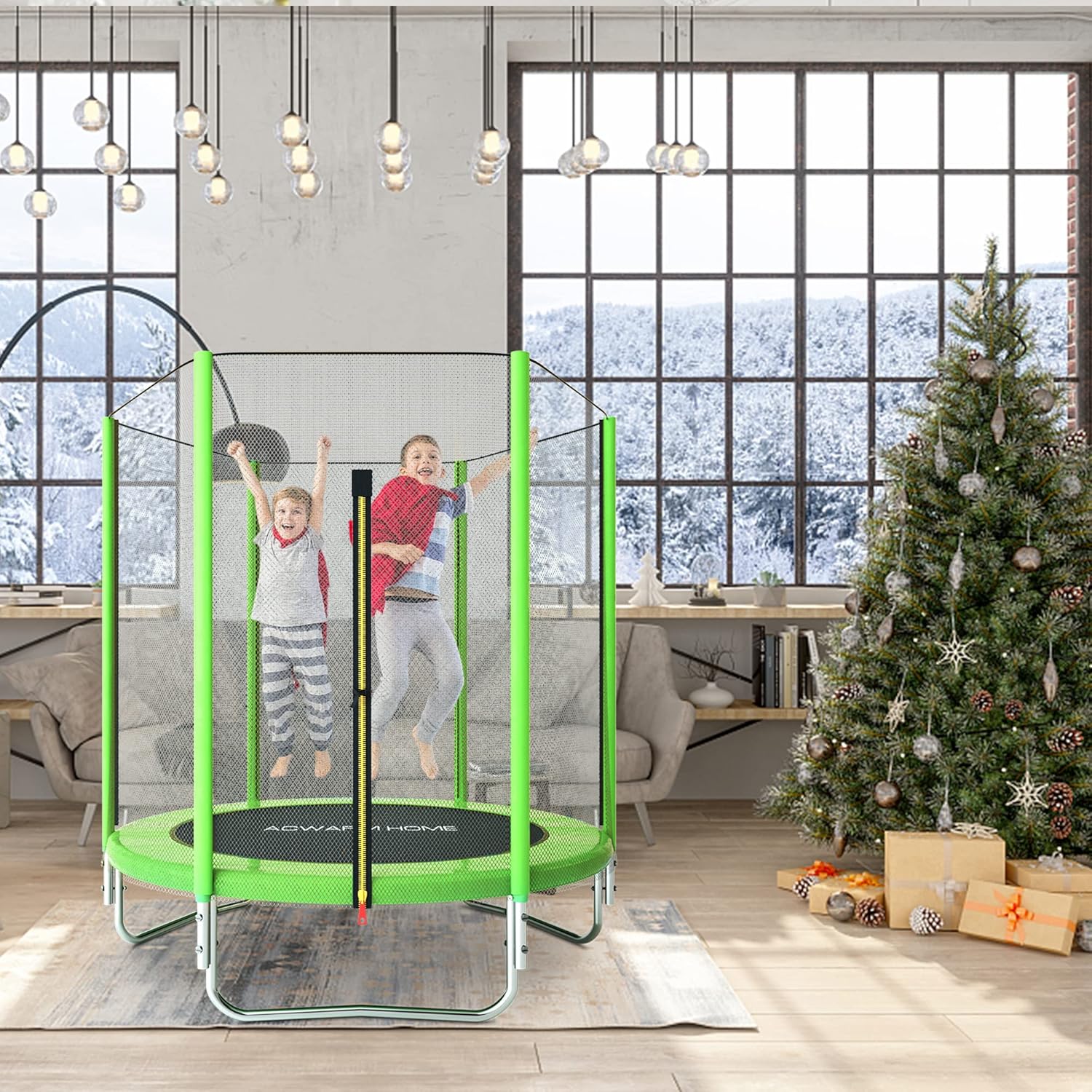 ACWARM HOME 6FT Trampoline for Kids with Safety Enclosure Net, Jumping Mat, Safety Pad, Mini Indoor or Outdoor Backyard Round Trampolines