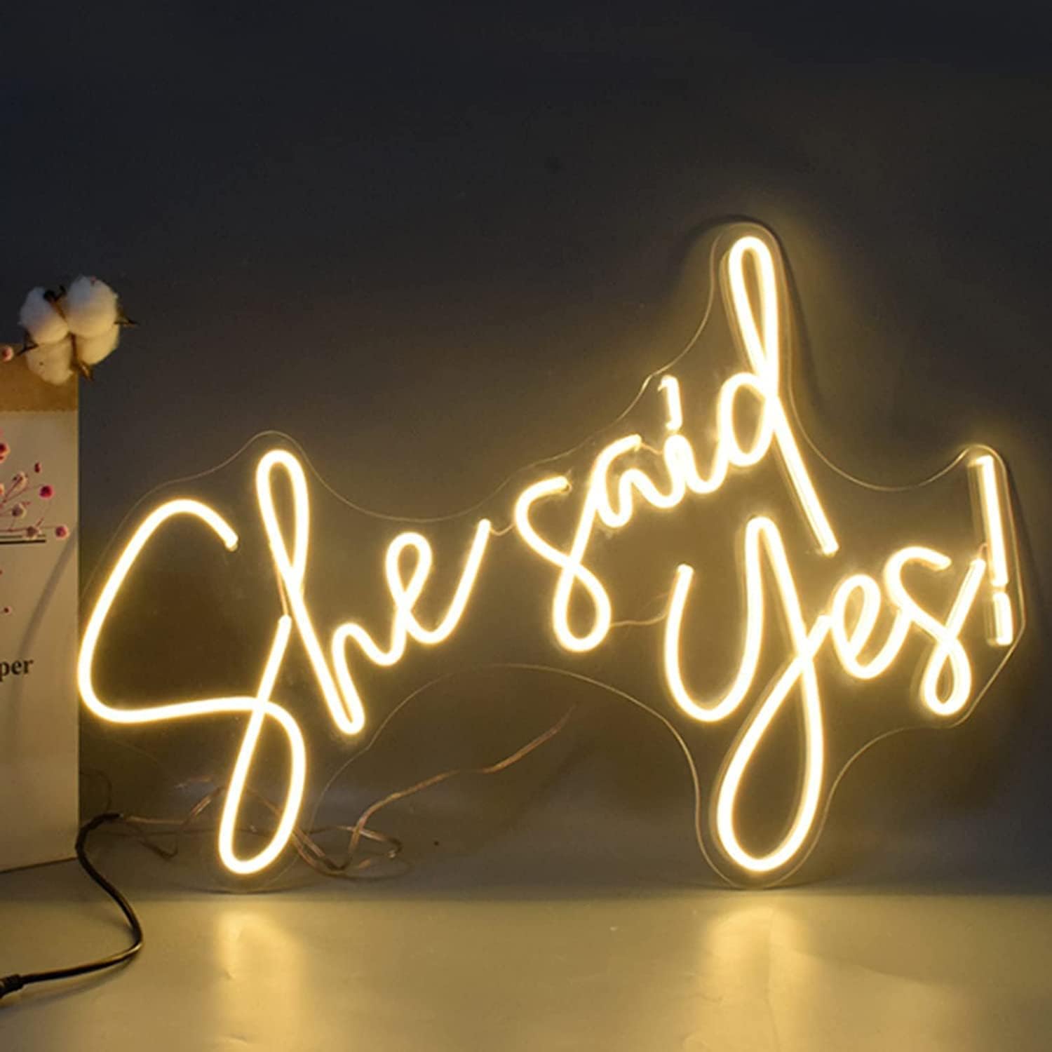 Large Neon Sign She Said Yes Led Neon Light Signs for Wall Neon Art Decor Lights for Children's Room Bar Party Christmas Wedding Decoration 23.6 x 15.75 INCHES Pack of 2