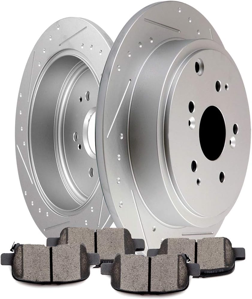 SCITOO Brake Kit Rear Brake Rotors and Ceramic Brake Pads fit for 2001-2006 for Acura MDX,2003-2008 for Honda Pilot