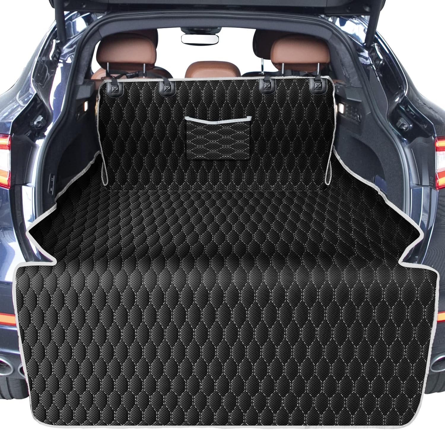 Laadd SUV Cargo Liner for Dogs, Water Resistant Dog Seat Cover for SUV, Machine Washable Cargo Liner for SUV, Jeep, Truck, Large Pet Trunk Cargo Cover, Black