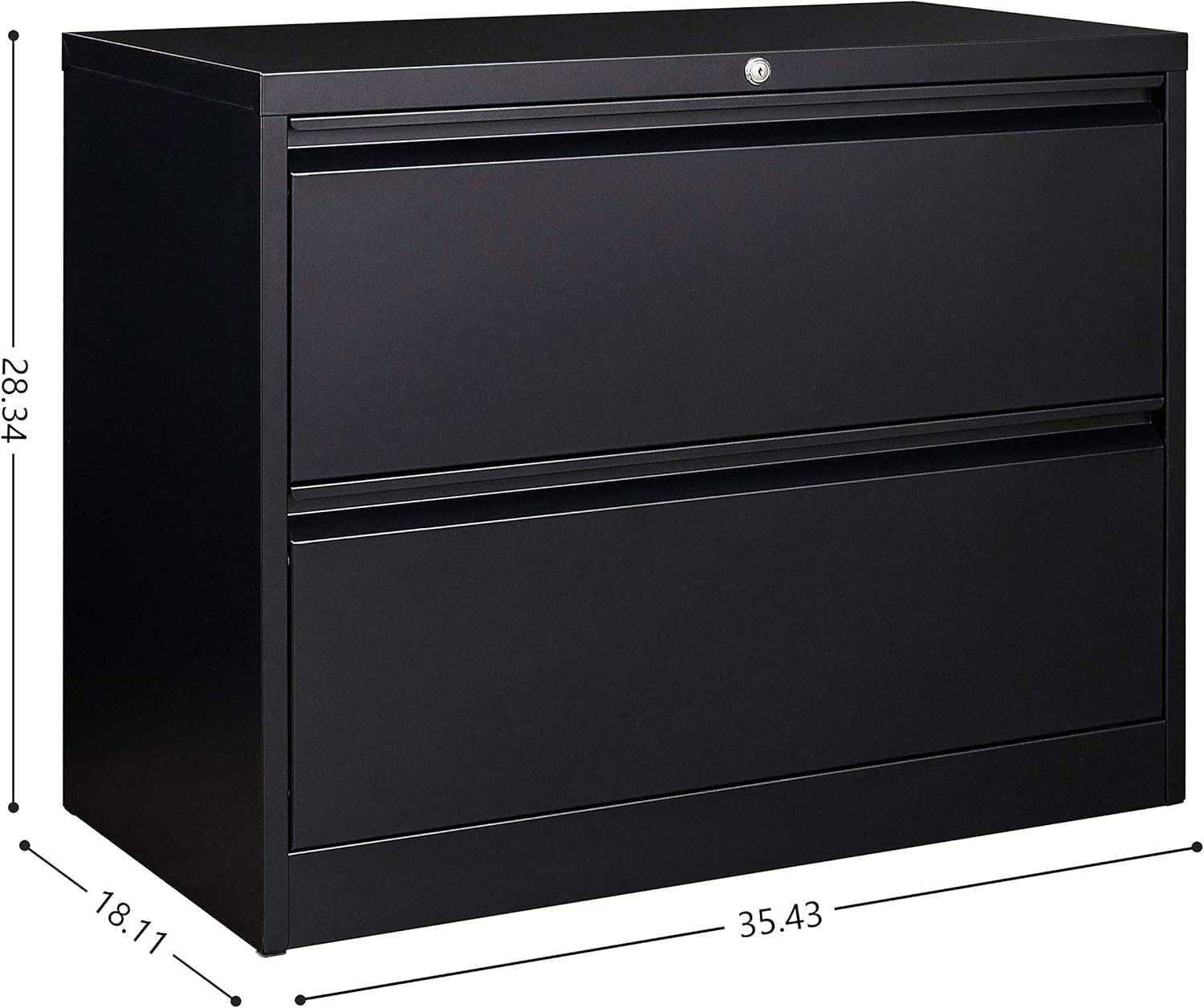 GREATMEET Lateral File Cabinet 2 Drawer with Lock, Metal Office Lateral File Cabinet,Heavy Duty Lateral Filing Cabinet for Legal/Letter A4 Size, Wide File Cabinet with Drawers for Office Home,Black