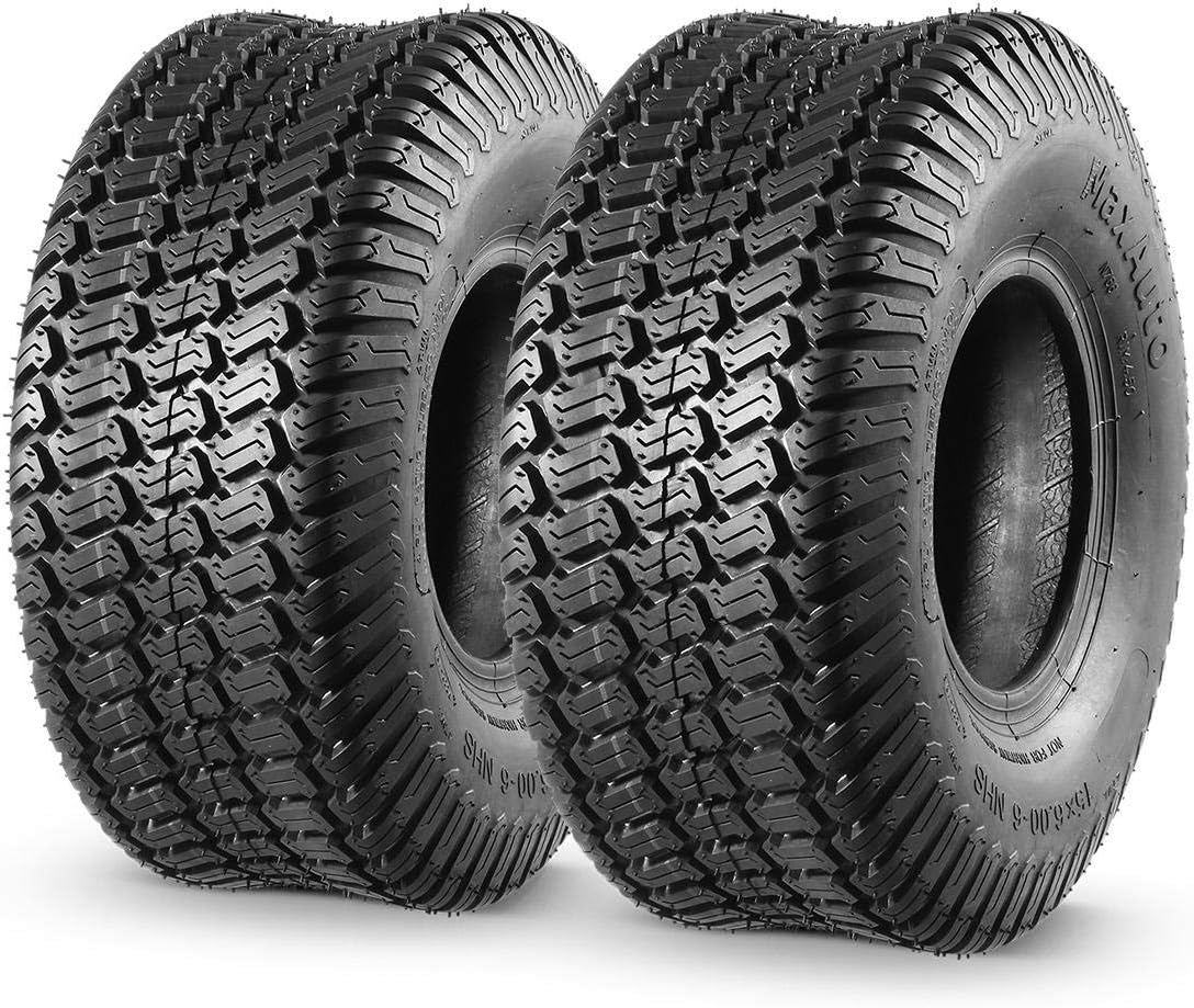 MaxAuto 2 Pcs 15x6.00-6 Front Lawn Mower Tire for Garden Tractor Riding Mover, 4PR Pack of 2