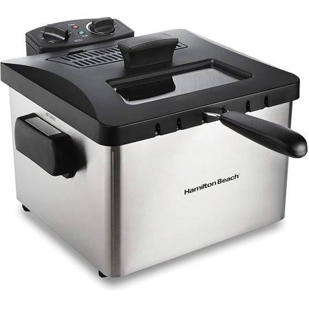 Hamilton Beach Professional Grade Electric Deep Fryer, 19 Cups / 4.5 Liters Oil Capacity, XL Frying Basket, Lid with View WINDOW