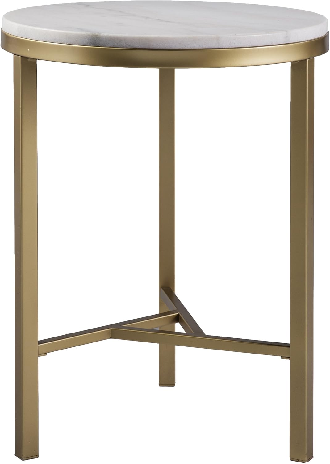 Round Marble Table - Geometric Champagne Gold Frame - Real Stone Accent Table (18