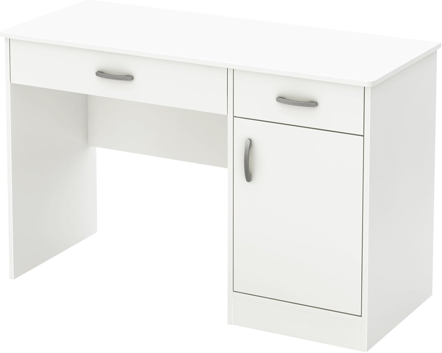 South Shore Small Computer Desk with Drawers, Pure Black