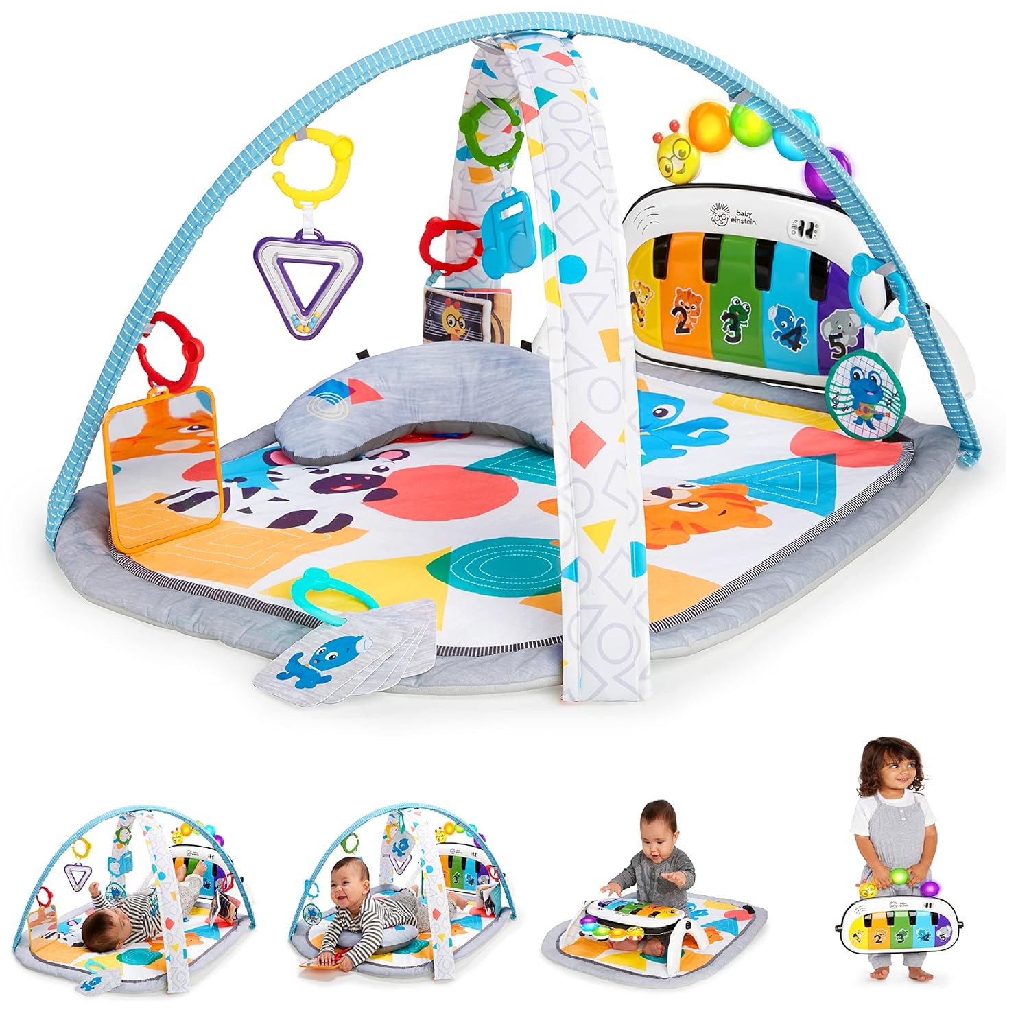 Baby Einstein 4-in-1 Kickin' Tunes Music and Language Play Gym and Piano Tummy Time Activity Mat Pack of 2