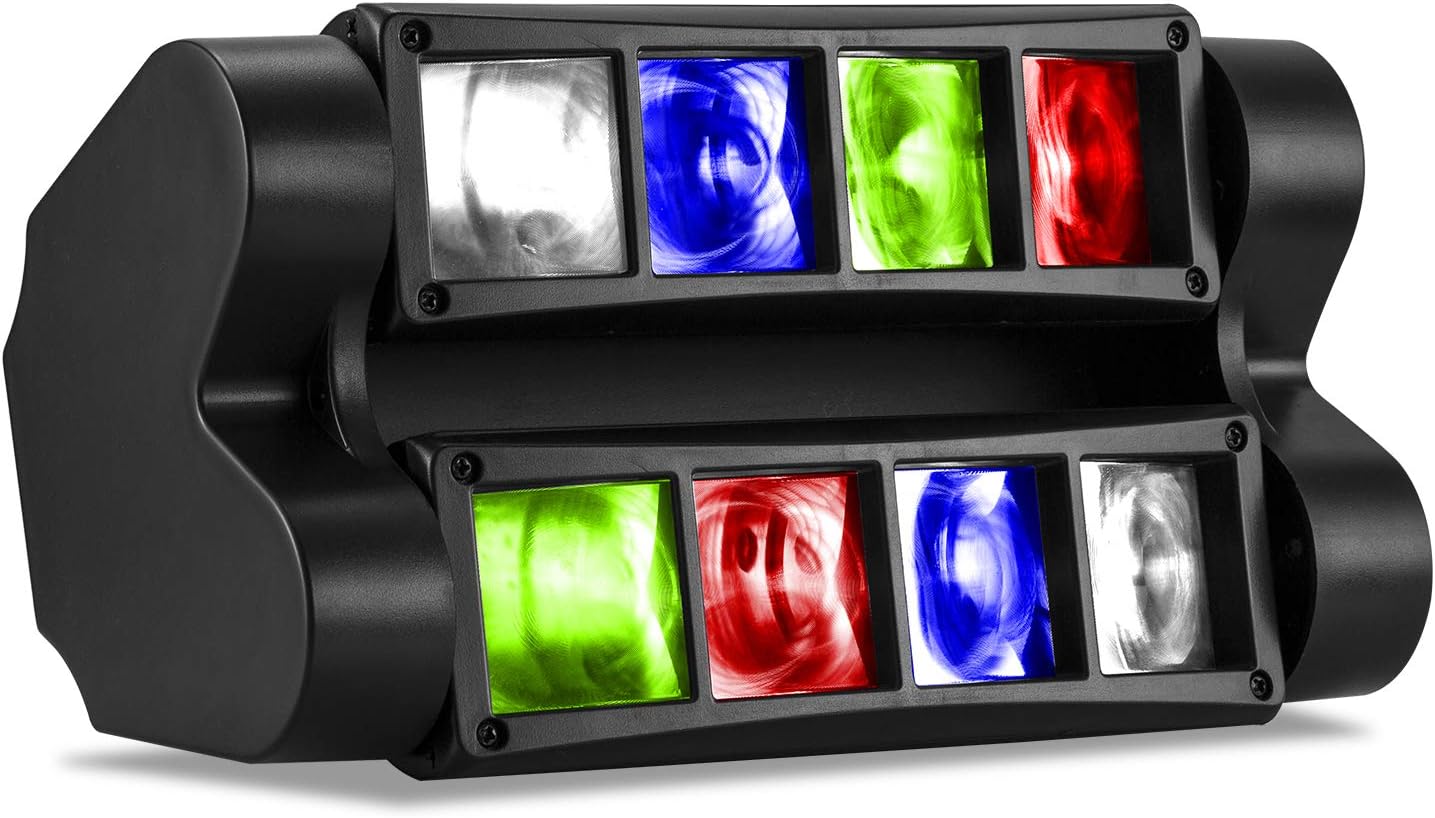 BSYUN DJ Lights RGBW LED 2nd Version Moving Head Stage Lights Sound Activated Disco Lights Compatible with DMX-512 Controller for Wedding Dance Birthday Event Party