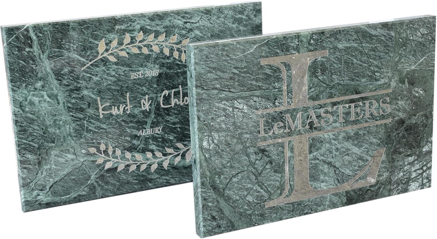 Brew City Engraving - Custom Personalized Engraved Marble Charcuterie Cheese Pastry Stone Cutting Board for Wedding, Anniversary, Housewarming, Mother's Day, Fathers Day Gift / Present for Cooks Pack of 2