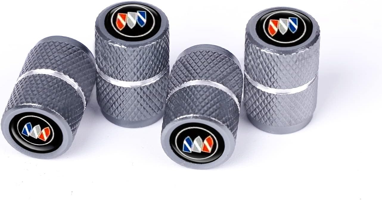 Suitable for Buick Enclave Regal Encore Lacrosse Lesabre Reatta car Wheel tire Valve stem Cover Logo Personalized Decorative Accessories (4 Pieces of Gray)