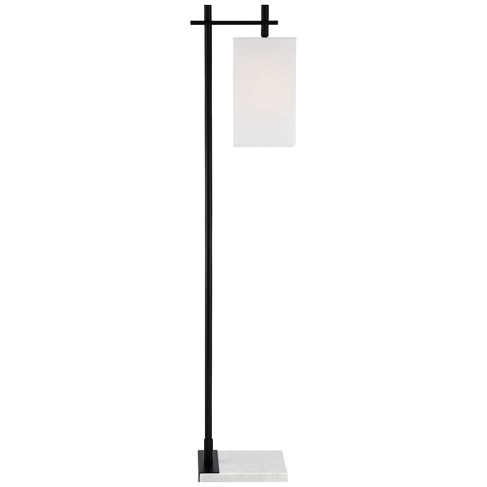 Largo Modern Floor Lamp in Matte Black and White Marble - Style #88J33