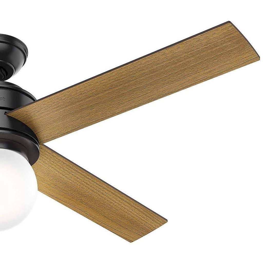 Hunter 59321 52 in. Hepburn Matte Black Ceiling Fan with Light with Wall Control