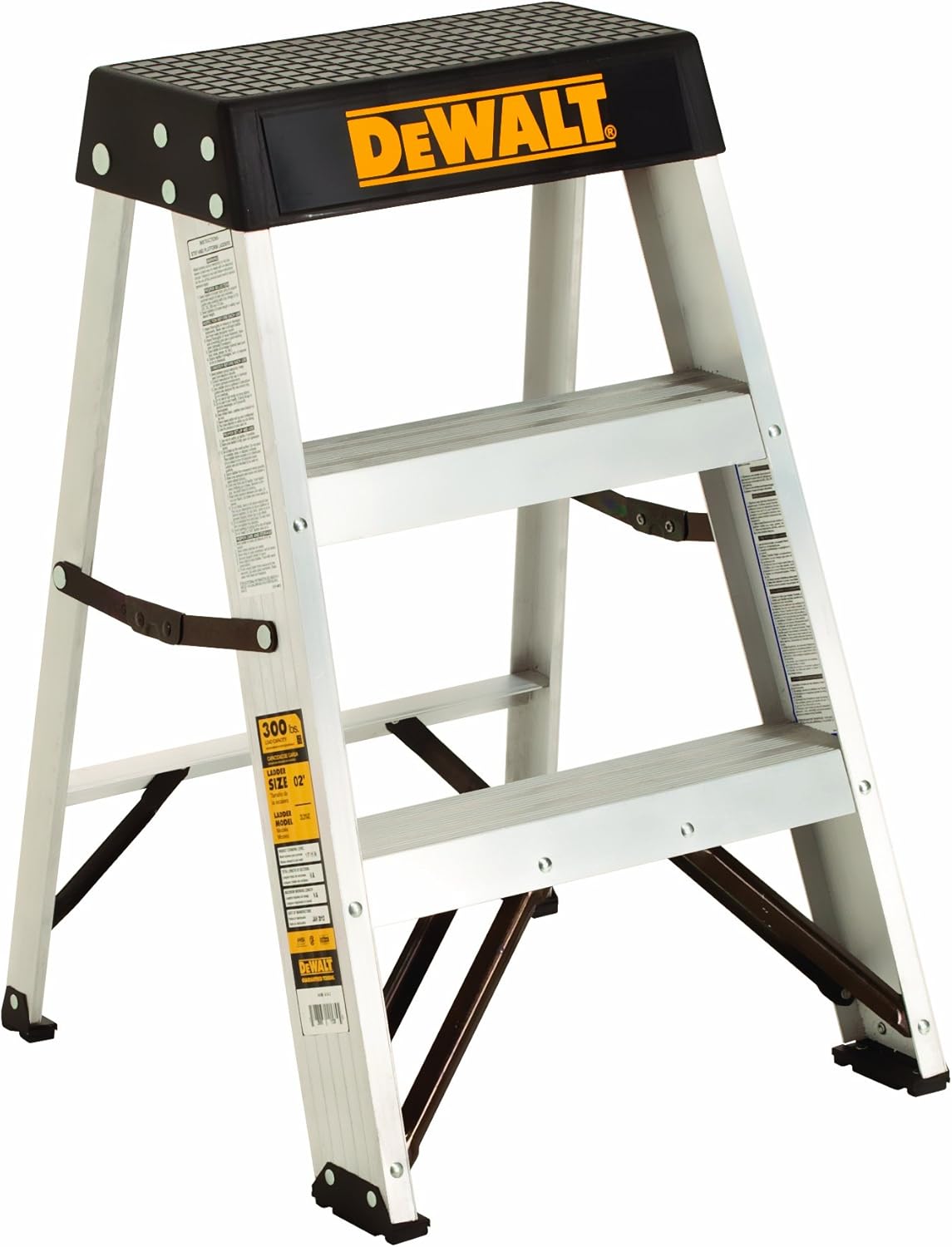 DeWalt DXL2010-02 2-Feet Aluminum Stepladder Type IA with 300-Pound Duty Rating, 2-Feet,Silver Pack of 2