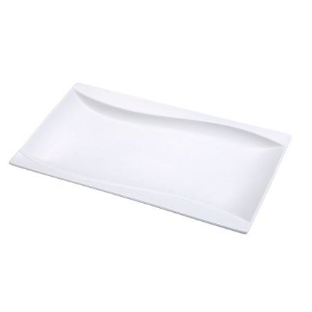 Sea Wave, Rectangular PLATE, 15 3/4x22W x 9 1/4x22L, Porcelain, White,12 Packs