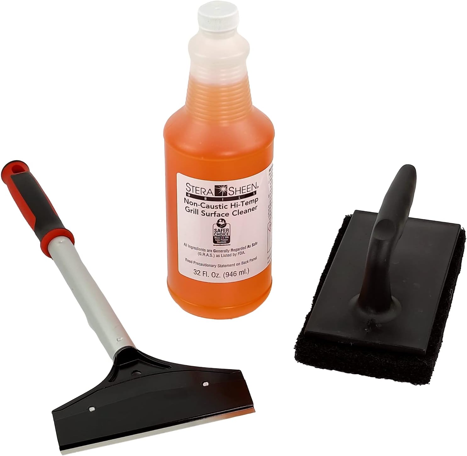 The FryOilSaver Co. 4 Piece Griddle Cleaning Kit | Grill Liquid, Scraper, & Scrubber | Grill Cleaner Flat Top Grill Accessories | Flat Top Grill Cleaning Kit Pack of 2