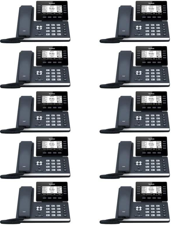 Yealink SIP-T53 IP Phone [10 Pack] 12 VoIP Accounts. 3.7-Inch Graphical Display. USB 2.0, Dual-Port Gigabit Ethernet, 802.3af PoE, Power Adapter Not Included (SIP-T53)