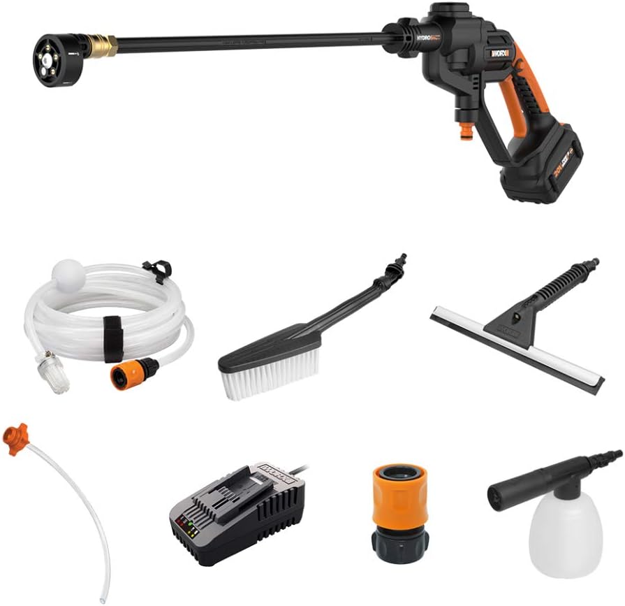 WORX Hydroshot 20V Power Share 4.0Ah 320 PSI Cordless Portable Power Cleaner w/Cleaning Accessories - WG620.1 (Battery & Charger Included)